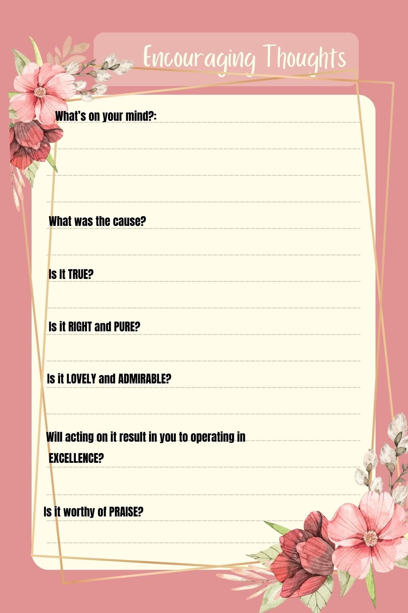 Journal | Encouraging Thoughts Prompt Journal